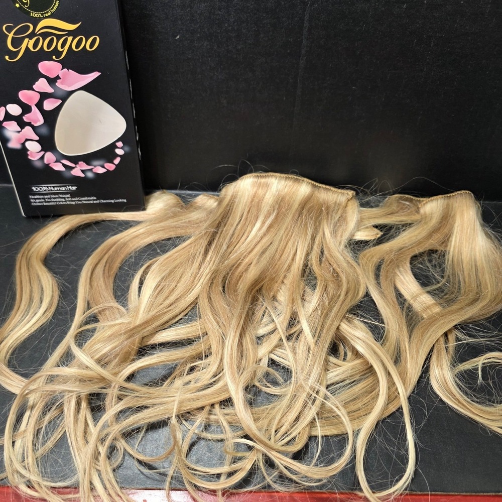 GooGoo Blonde Ombre Comb Style Hair Extensions 100% Human Hair 14" Long 7 Pieces